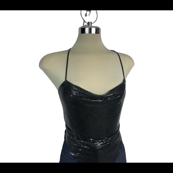 Black metallic crop top one Size - Picture 9 of 10